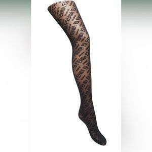 Fendi Black Logo Sheer Tights